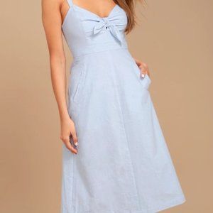 Chambray Midi Dress Light Blue Small